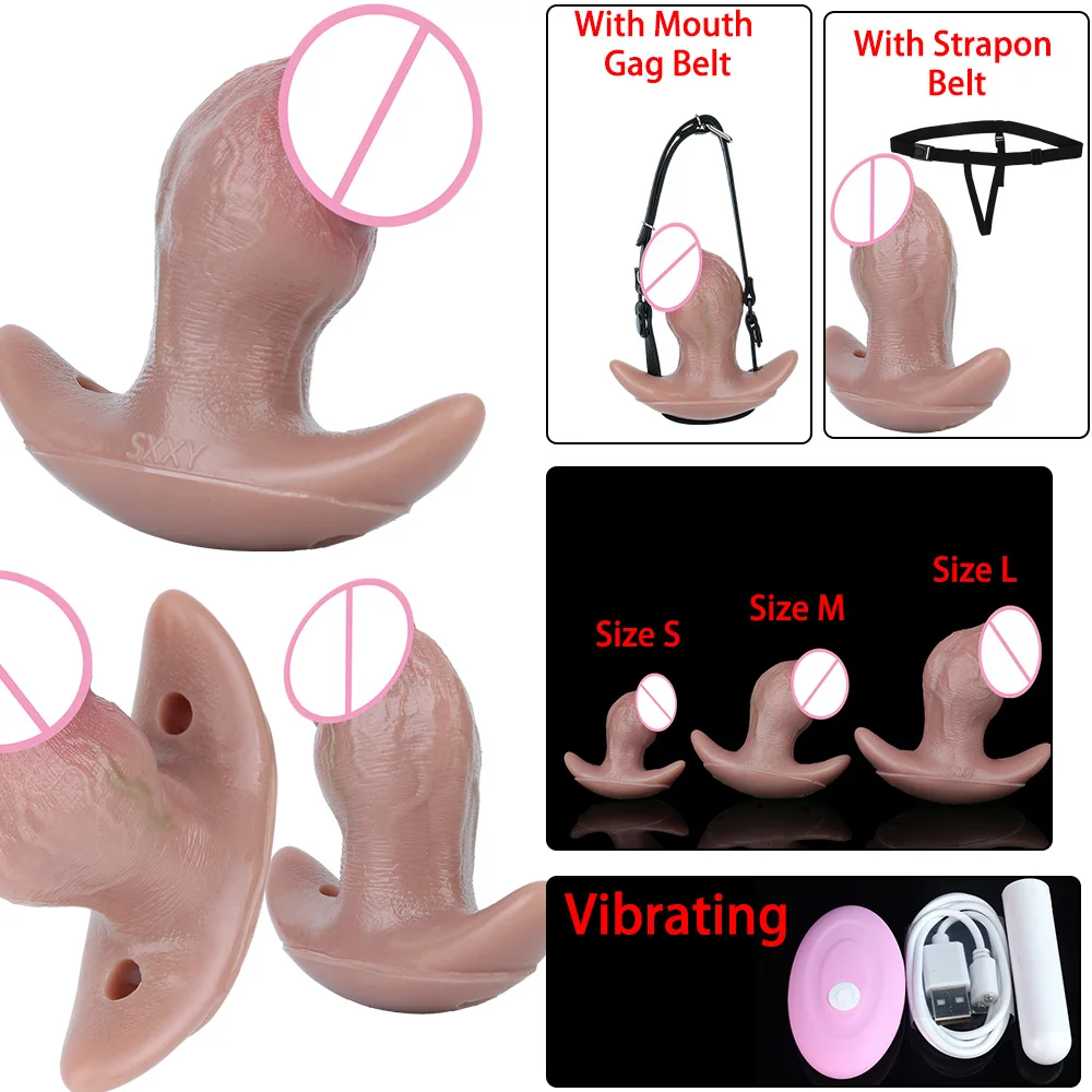 SXXY Simulated Vibrating Anal Plug Multi-speed Vibe Mouth Gag Harness Strap On Toy Adult Male Female Couple Private Sex Toy 18+ - view 3