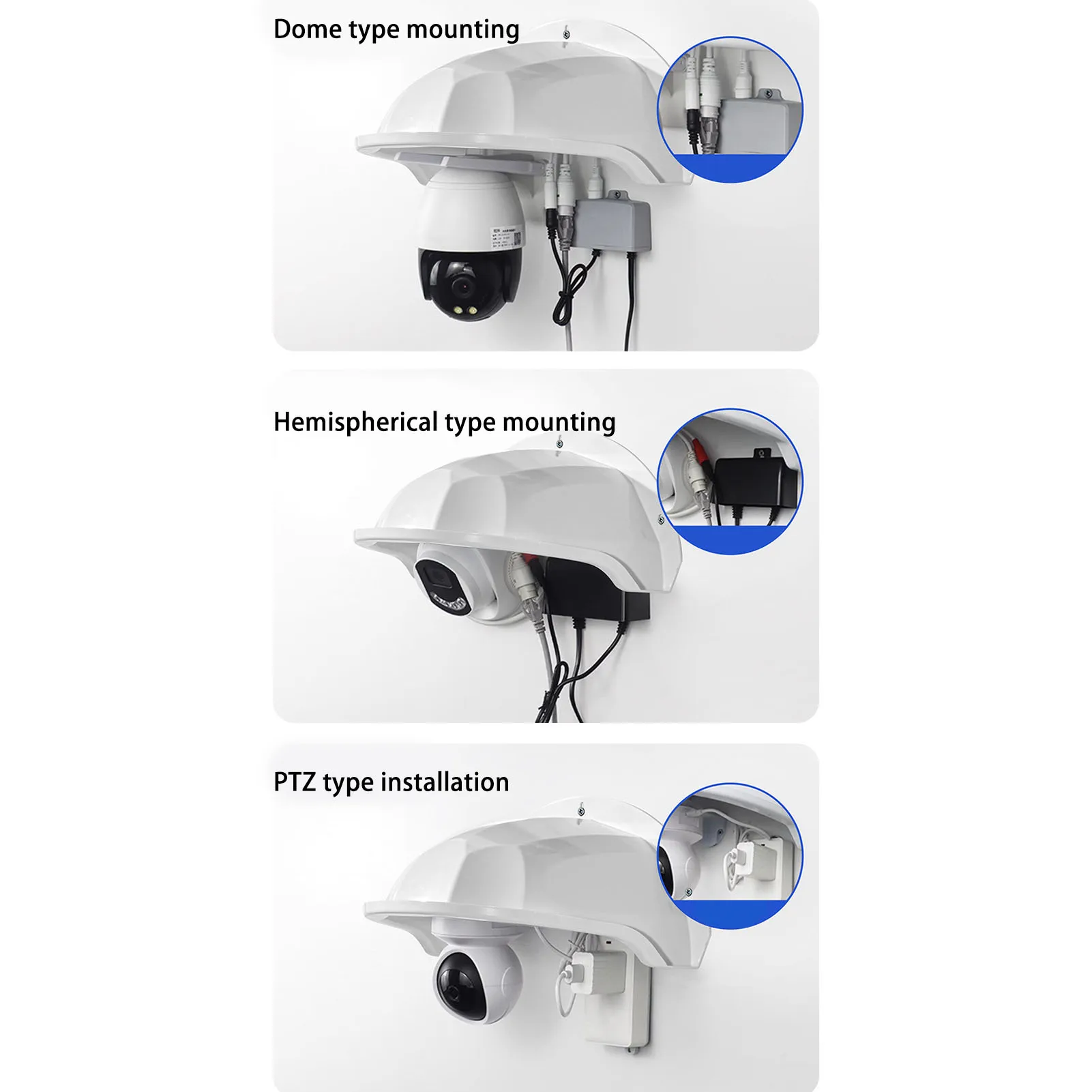 Camera Sun Rain Shade Surveillance Camera Protective Roof Hard Secure Installation High Load Bearing for Dome PTZ Type Camera