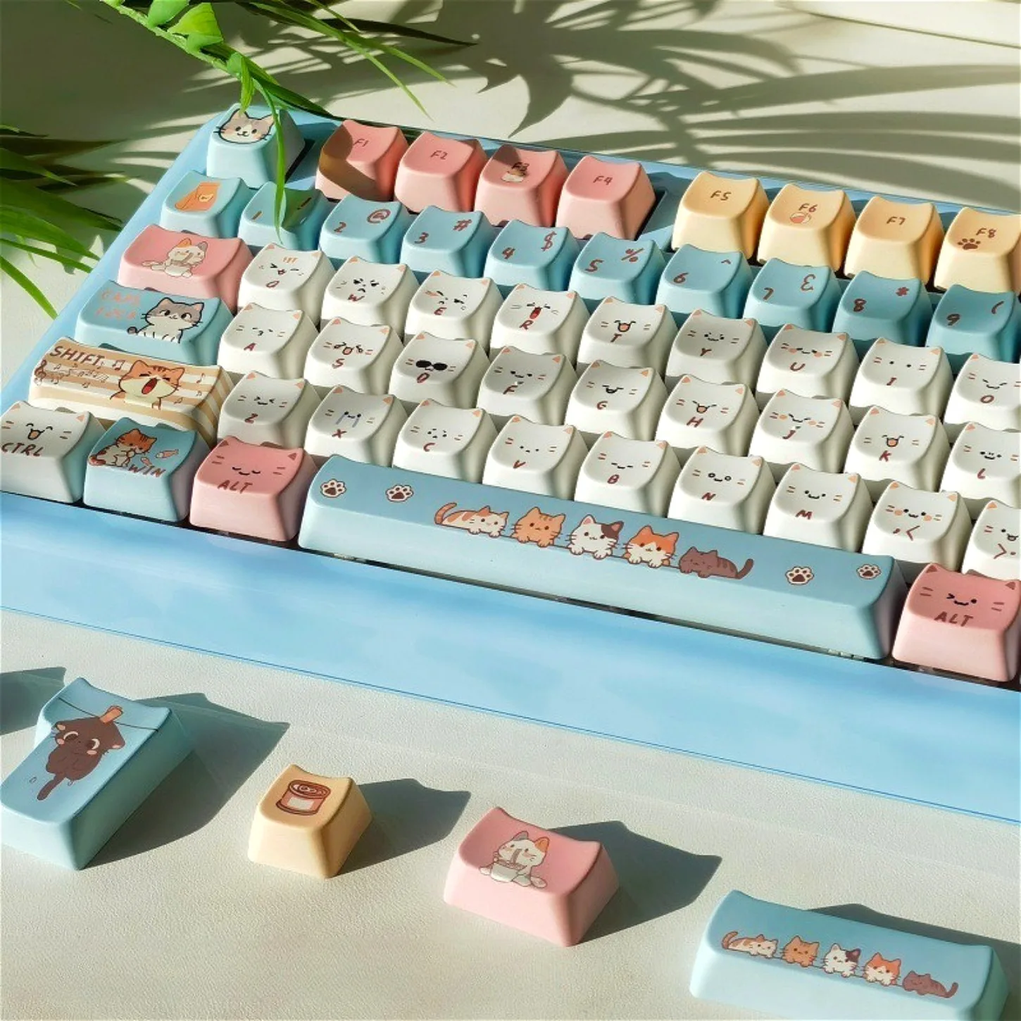 

MAO Profile Cute Cat Keycaps 129 Keys PBT Keycap Set for MX Switch Mechanical Keyboard