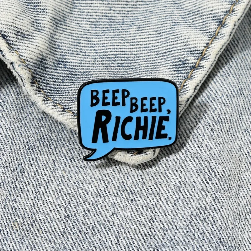 BEEPBEEP RICHIE Dialogue Box Beep Beep Brooches Enamel Pins Funny Slogan Metal Badge Backpack Fashion Jewelry Lapel Pin Gifts