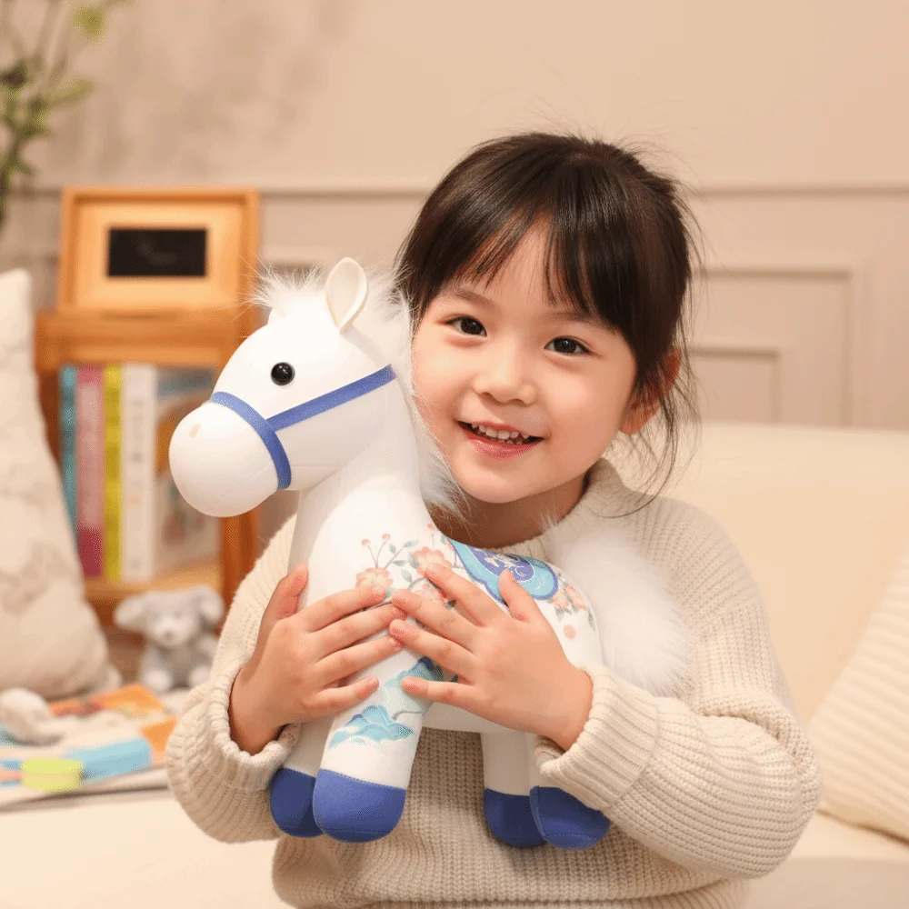 

Chinese Style Cartoon Steed Doll PP Cotton Soft Zodiac Pony Figurine Portable Collection Plush Horse Doll Pendant Birthday Gift