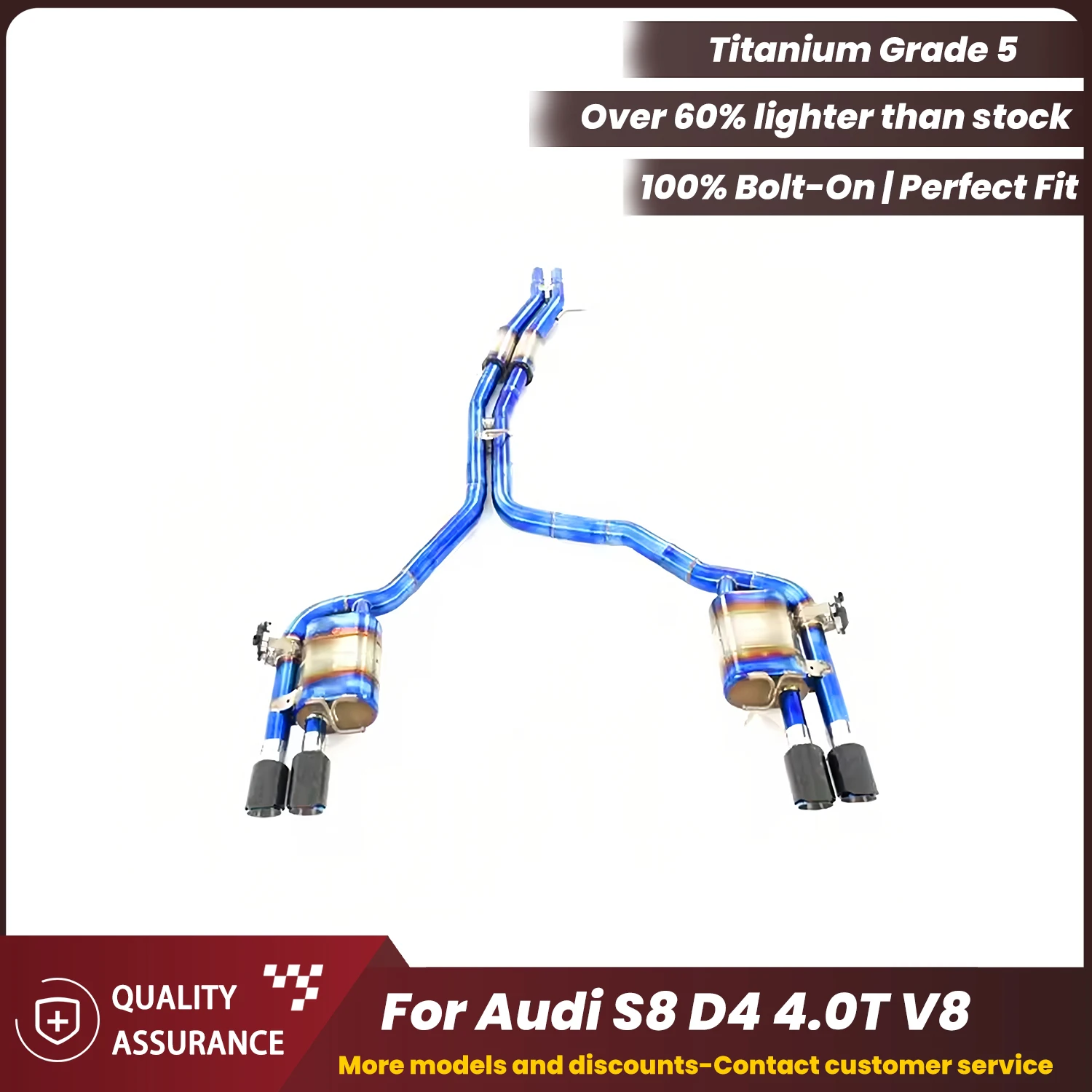 

ECCF Valvetronic Titanium Catback Exhaust For Audi S8 D4 4.0T V8 Aggressive Exhaust Sound Performance Upgrade Easy Installation