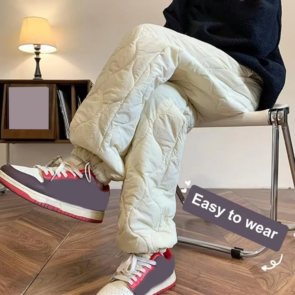 

Men Thermal Pants Men's Winter Pants with Lambswool Fleece Lining for Outdoor Activities Wear Windproof Quilted Trousers