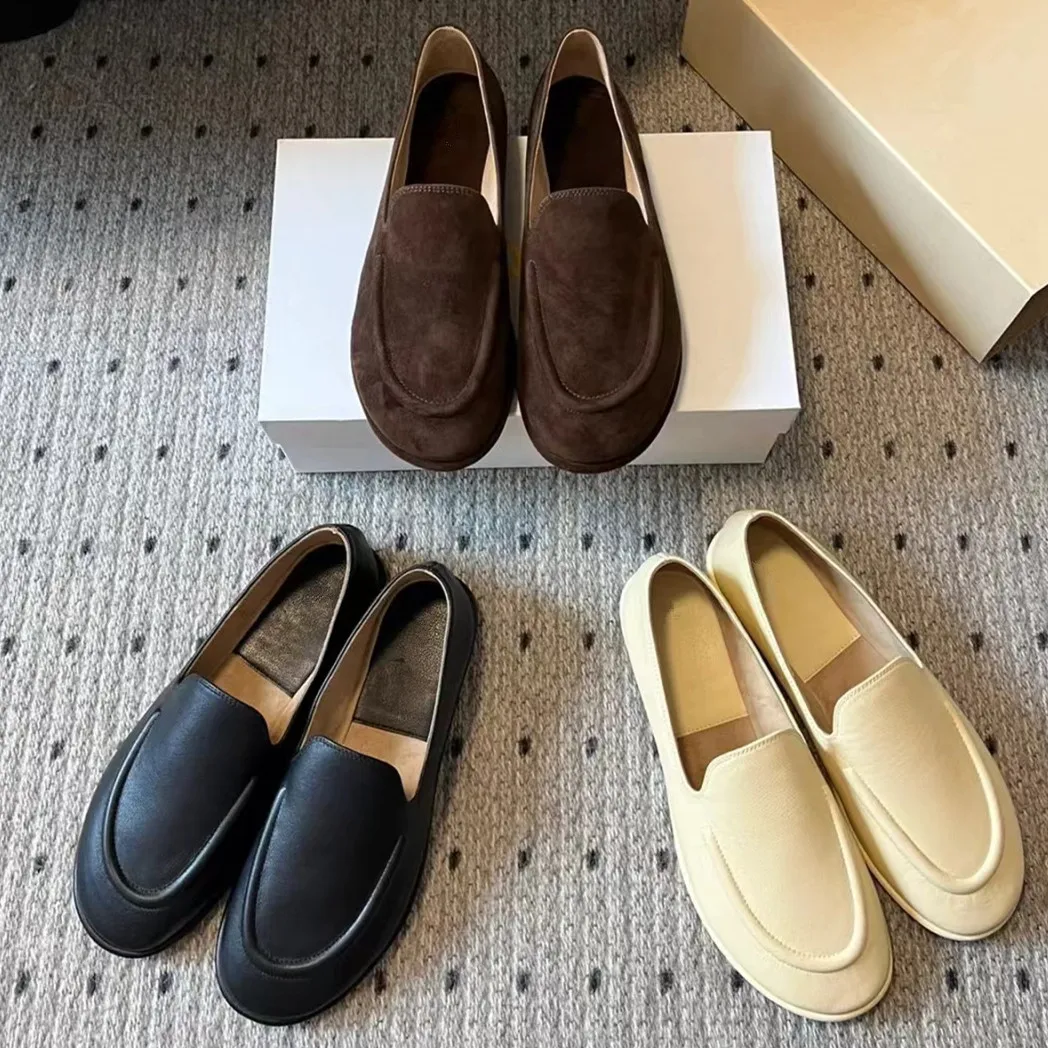 

Designer Brand Women's Shoes 2024 Genuine LeaLe Fu Shoes For Lazy Women One Foot Flat Retro Small Leather Shoes Autumn New Trend