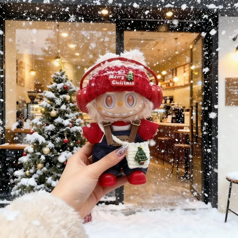人形の服 15-17 センチメートルラブブ服メリークリスマス帽子ミニぬいぐるみ人形アクセサリー新年ドレスギフト