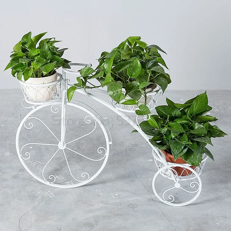 Bicycle Tricycle Plant Stand Flower Pot Cart Holder Storage Rack Display Shelf Holder Home Outdoor Decor Garden Balcony