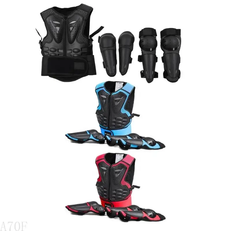 A70F Children for Protection Vest Motorcycle Kids Suit ATV Dirt Bike Chest Spine Knee Elbow Pad Skiing