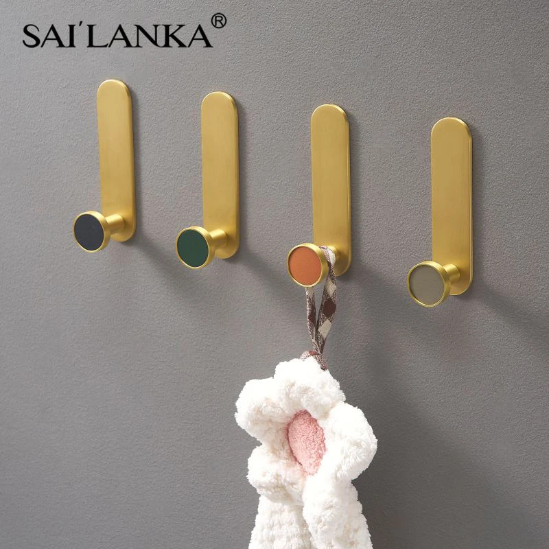 

SAILANKA Brass Real Leather Cabinet Handles Cupboard Door Pulls Bearing Hooks Bathroom Indoor Kitchen Hallway Wall Clothes Hook