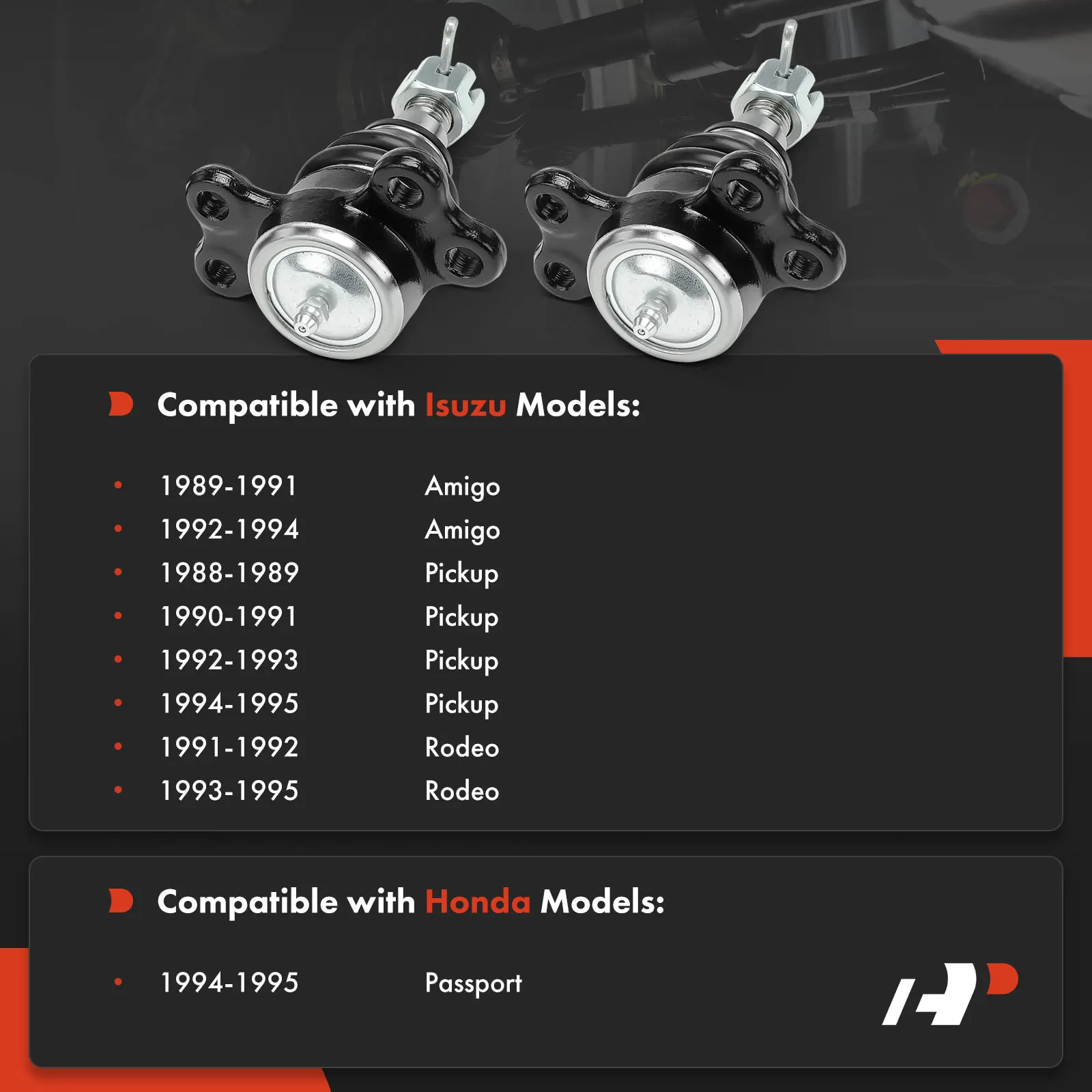A-Premium 2x Front Upper Suspension Ball Joint Kit for Honda Passport 1994-1995 Isuzu Amigo 1989-1994 Rodeo 1991-1995 Pickup