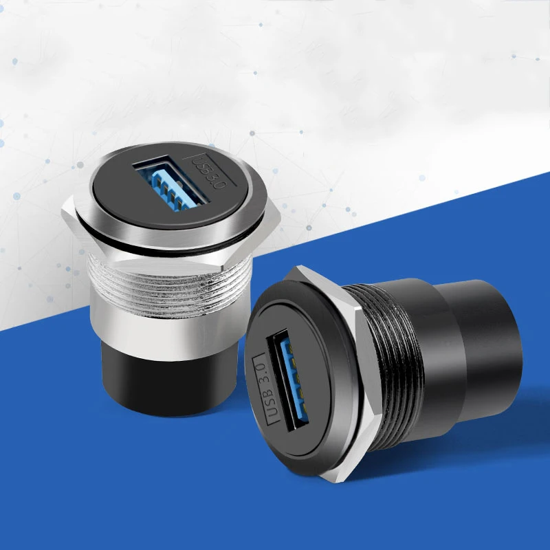USB 3.0 Panel Mount Coupler USB Pass Through Connector Female to Female Bulkhead Extension Adapter with Water/Dustcap flushmount