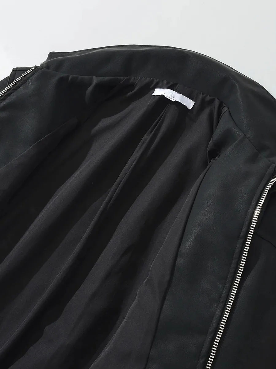 TWOTWINSTYLE Moderne Retro Herbst Lose Mäntel für Frauen Revers Langarm Patchwork Zipper Gepolsterte Schultern Mode Jacke Weibliche