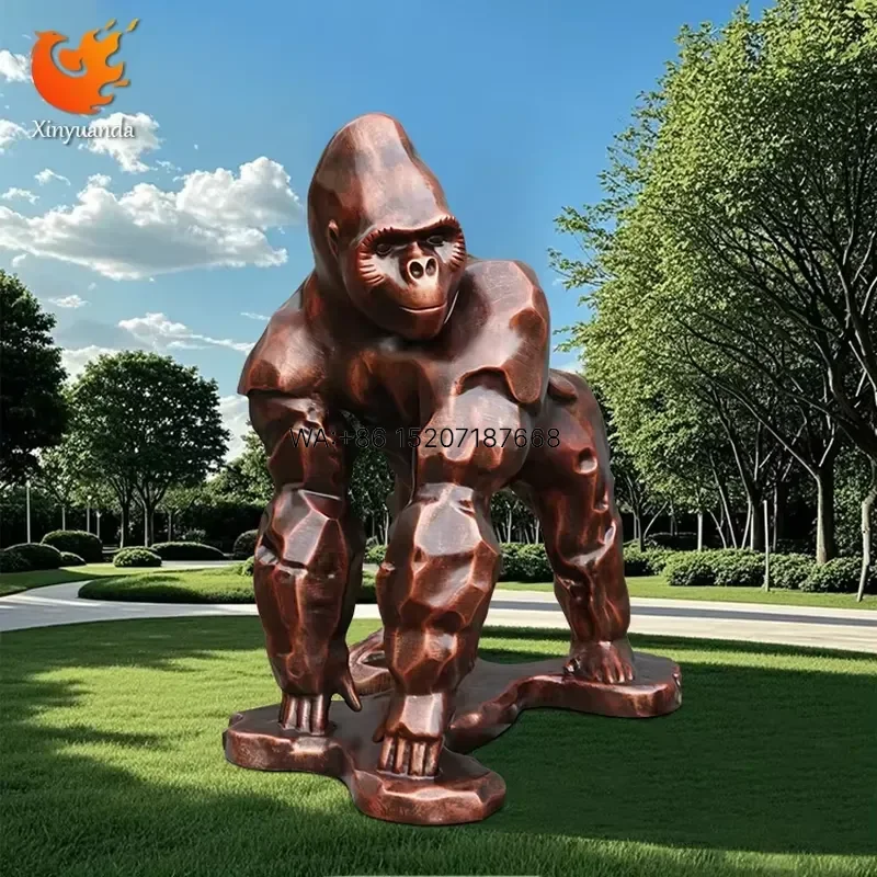 Wmwmnu Custom Large Outdoor Life Size Fiberglass Gorilla Sculpture for Zoo Park Floor Decoration Model Resin Animal Statues