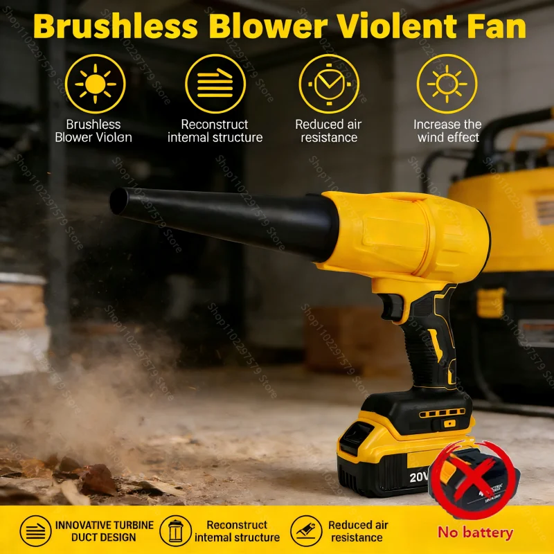 

For Dewalt 20V Battery Pin Electric Turbo Blowers Brushless Cordless Electric Air Blower Hand Dust Blowing Tools (No Battery)