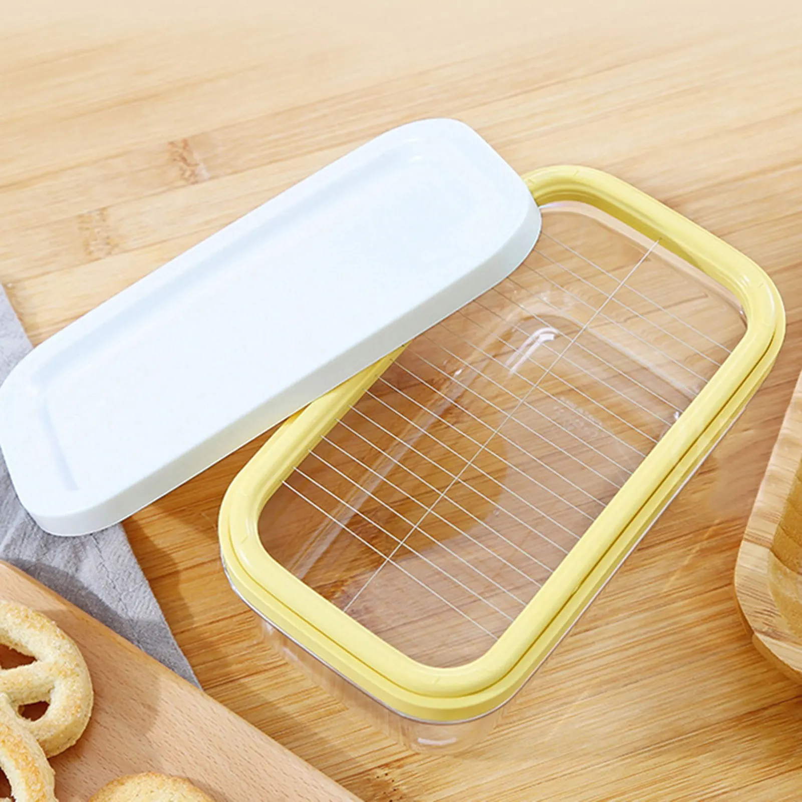 Aufbewahrungsbox zum Schneiden von Butterkäse, luftdichter, rechteckiger Lebensmittelbehälter für die Organisation von Kühlschränken in der Küche