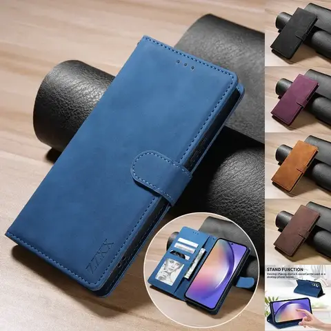 Wallet Card Slot Flip Leather Case For Samsung Galaxy A15 A16 A17 A35 A36 A53 A54 A55 A56 S25 Edge S24 Ultra S23 S22 Plus S20 FE