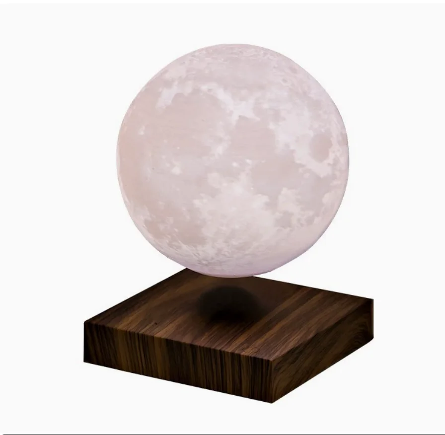Levitating Moon Magnetic Floating Night Light Colors Temperature Creative Table 3D LED Lamp with Wooden Base for Gift Office