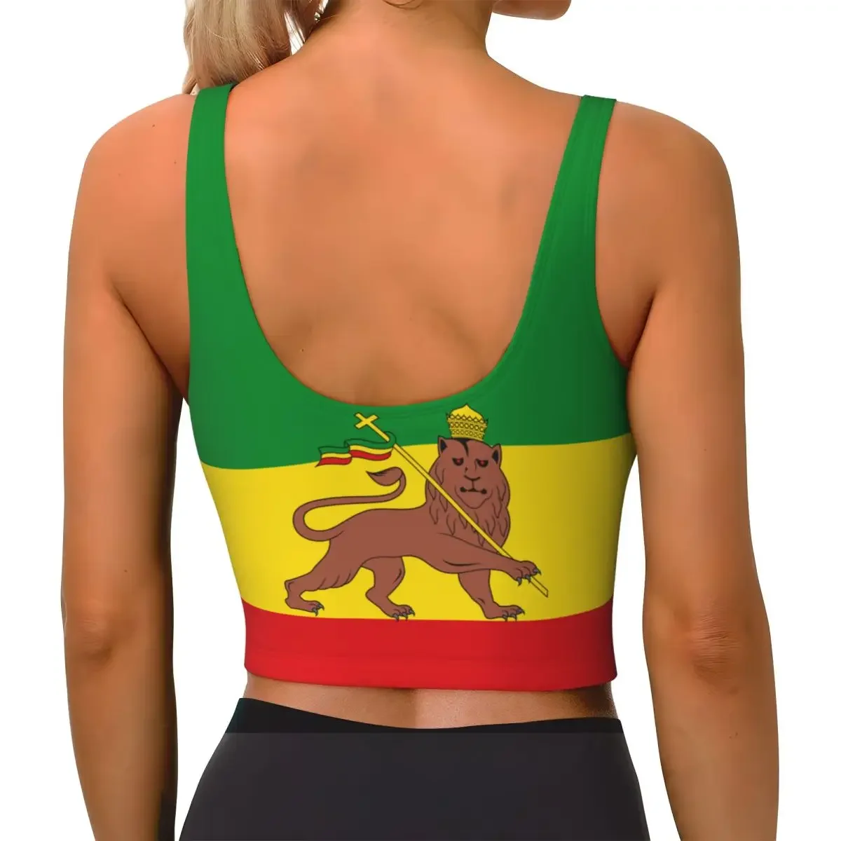 Chaleco de Yoga para mujer, Tops cortos deportivos para gimnasio, bandera de Etiopía (1897 1974), ropa de calle, camiseta sin mangas transpirable para entrenamiento para mujer