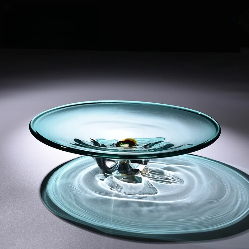 Tall glass fruit plate hotel model room hall living room dining room decoration ornament