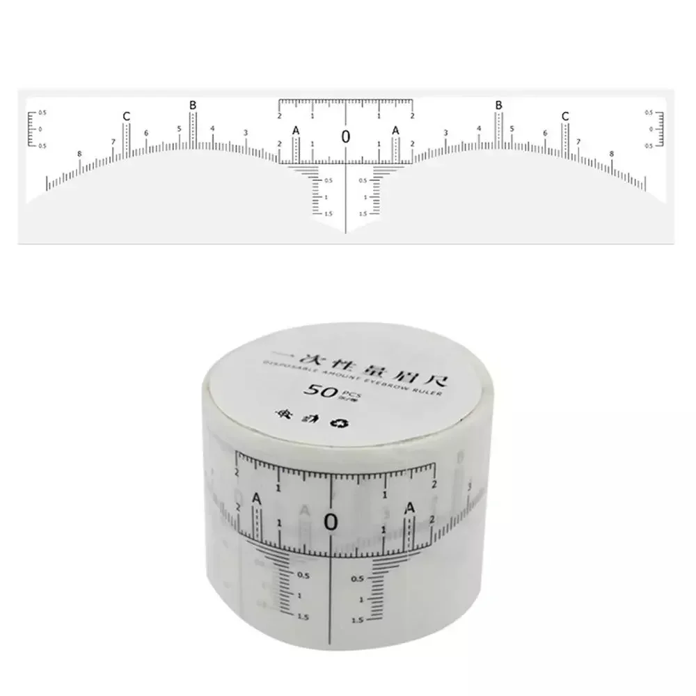 

Disposable Tattoo Eyebrow Ruler Sticker with Brow Shape Eyebrow Ruler for Permanent Makeup Tools Supplies 1 Roll 50pcs