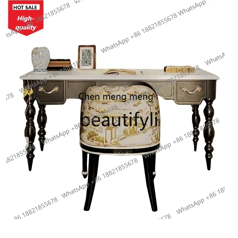 French Light Luxury Desk American Solid Wood Writing Desk Study Furniture Office Computer Desk