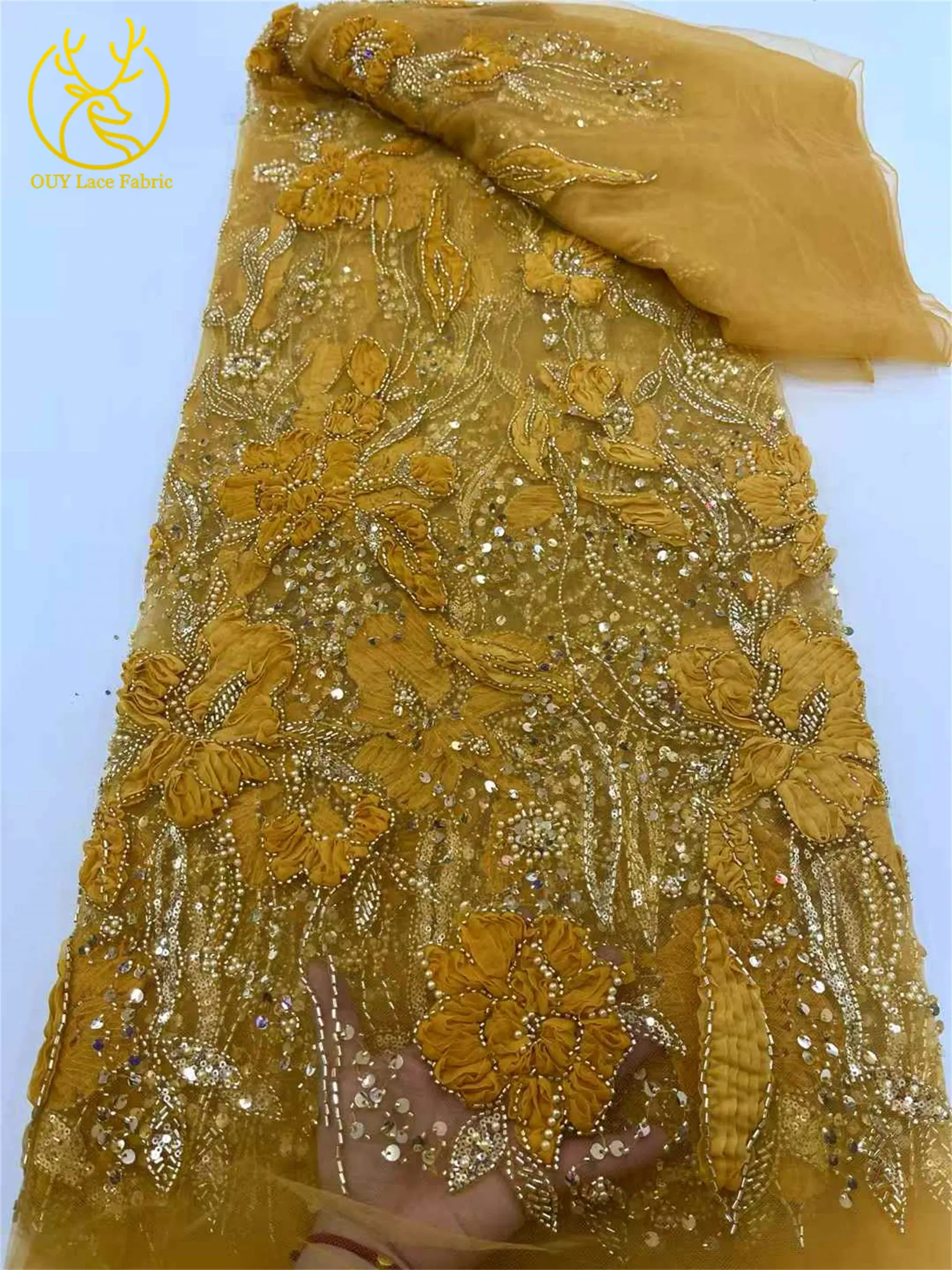 الفرنسية اليدوية تول أقمشة الدانتيل 2025 جودة عالية ثلاثية الأبعاد الأزهار التطريز الأفريقي حبة مزين أقمشة الدانتيل لفساتين السيدات