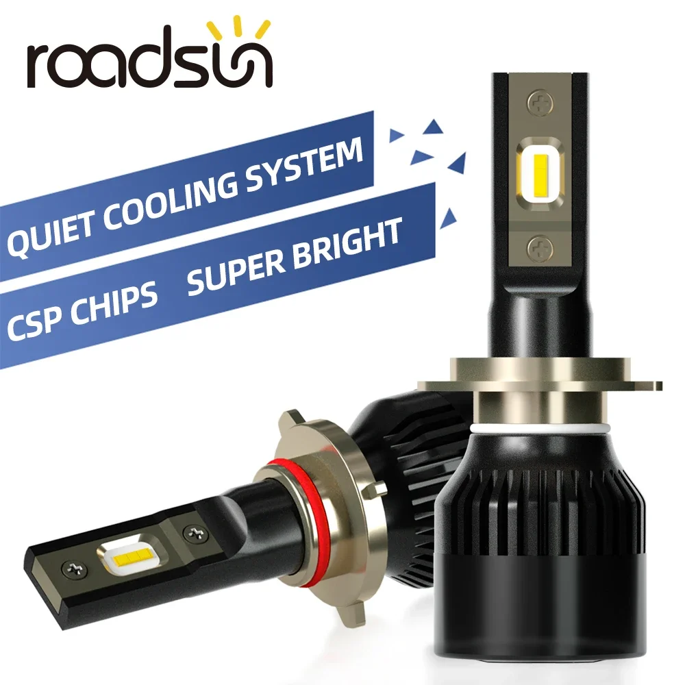 Roadsun csp chips h7 led h4 h1 carro farol lâmpadas led h11 h3 h13 h27 880 9005 9006 12000lm 80w luzes do carro automóveis lâmpada automóvel