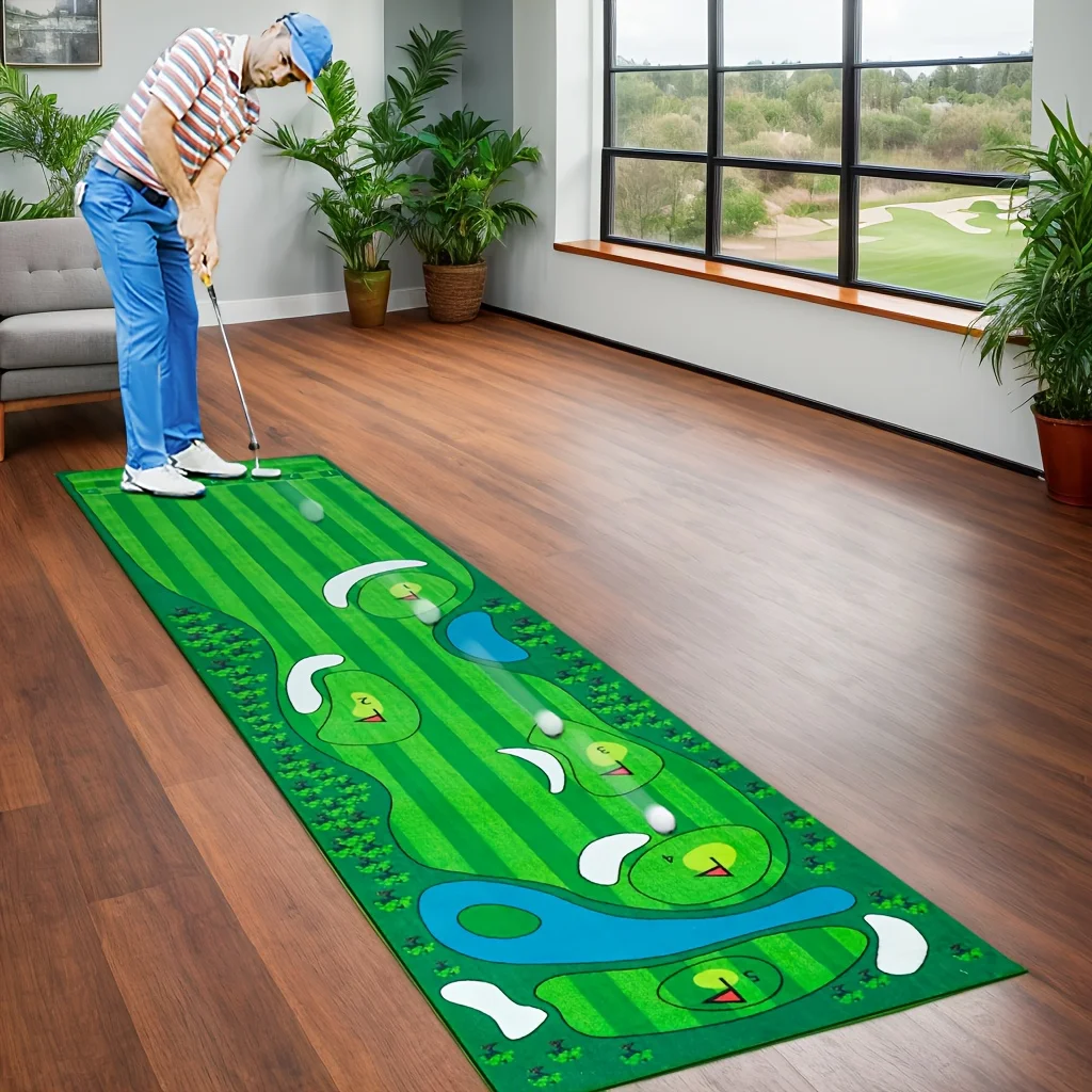 VIKAMA Mini Golf Green Putting Mat Portable Anti Slip Indoor Training Rug Home Office Decor Floor Mat