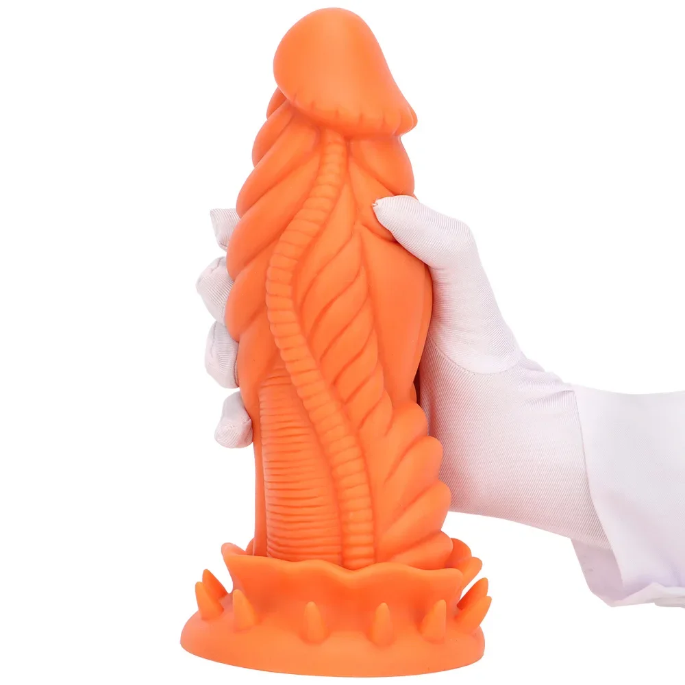 8.5cm Huge Thick Anal Plug Butt expansion Trainer Orange Liquid Silicone Dragon Dildo Penis Extra Large Anal Toys For Man