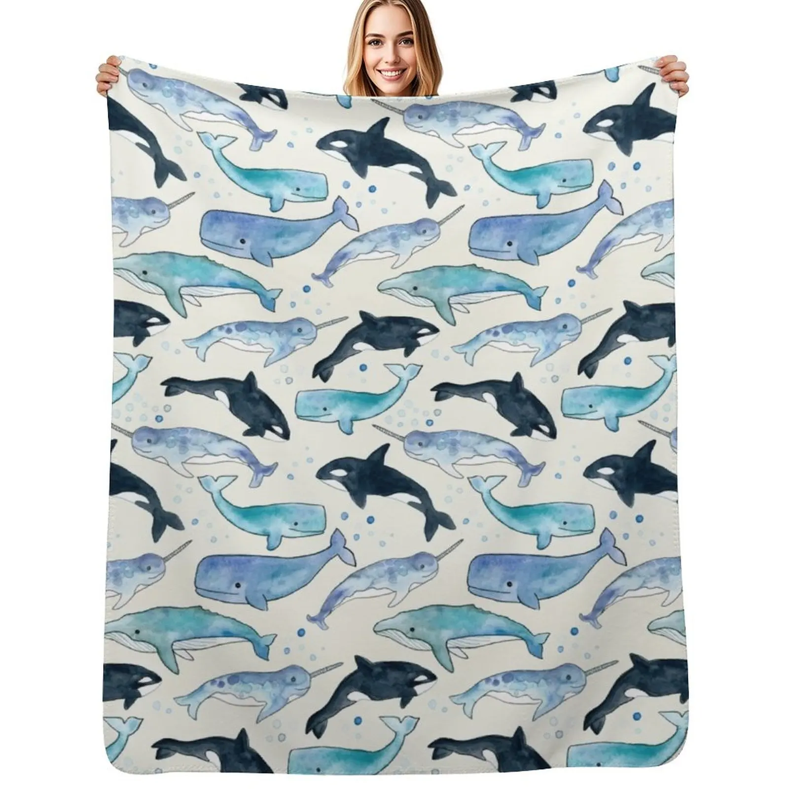 Whales, Orcas & Narwhals Throw Blanket Soft Plaid Blankets For Baby Decorative Sofas Heavy Stuffeds heavy to sleep Blankets