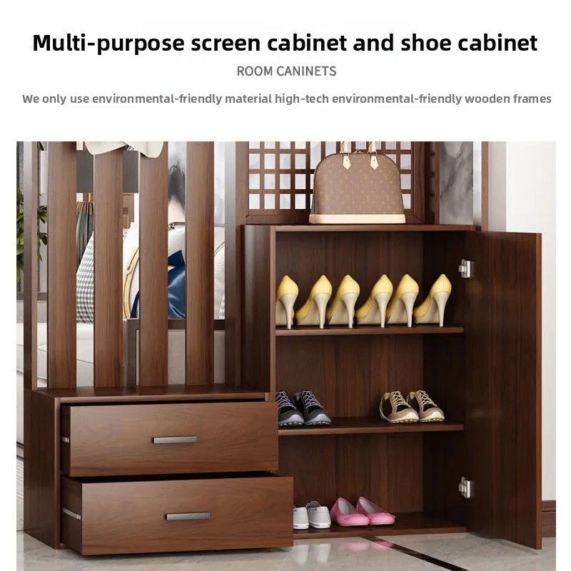 CX new Chinese-style screen enters the door entrance, shoe cabinet, coat rack, integrated living room partition cabinet