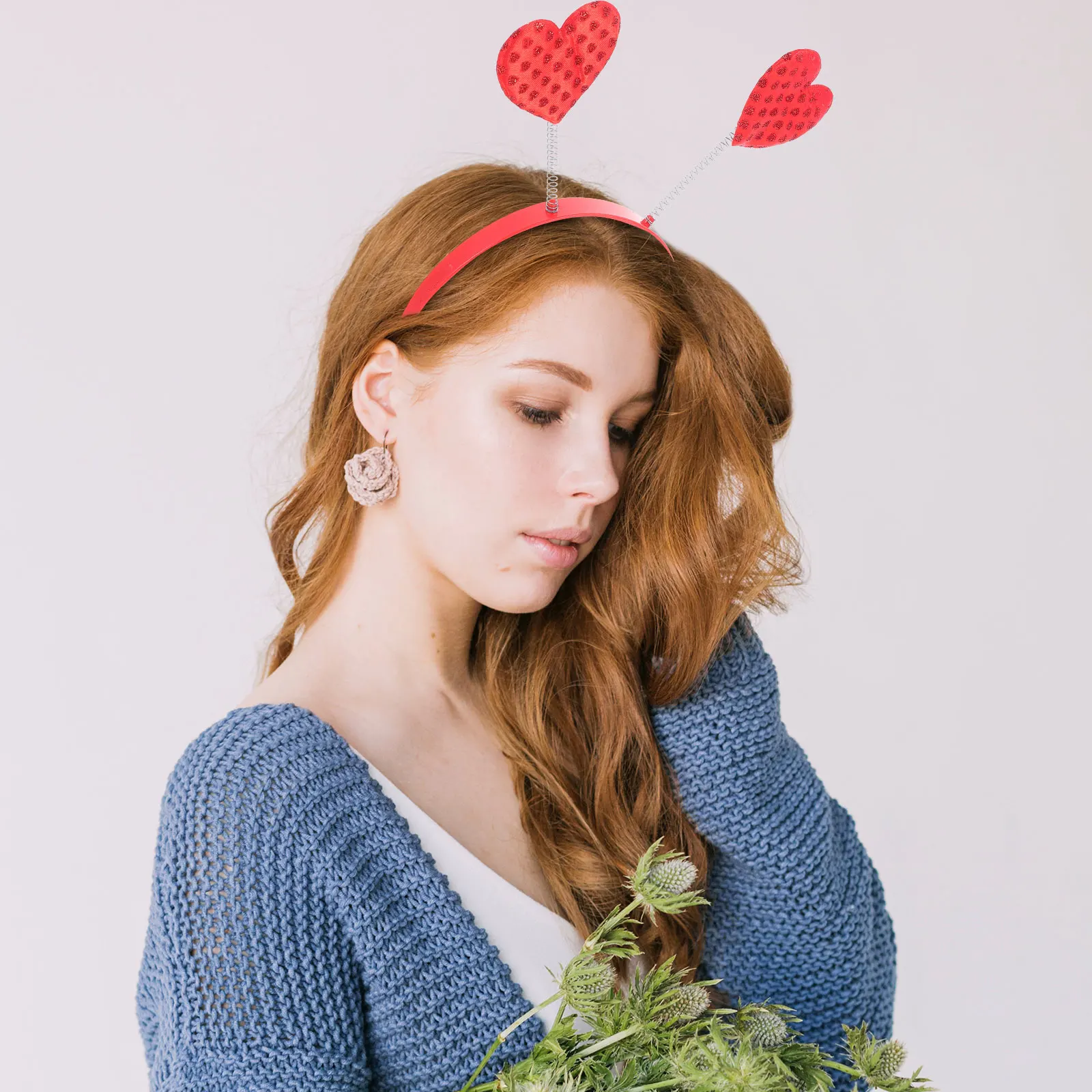 

4 Pcs Heart Shaped Headb Glitter Hair Hoops Valentine's Day Party Accessories Lightweight Comfortable Design for Masquerade