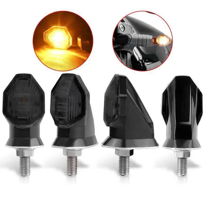 2 Pieces Universal Motorcycle LED Turn Signal Light 12V M8 Amber Indicator Lamp Flasher Yellow