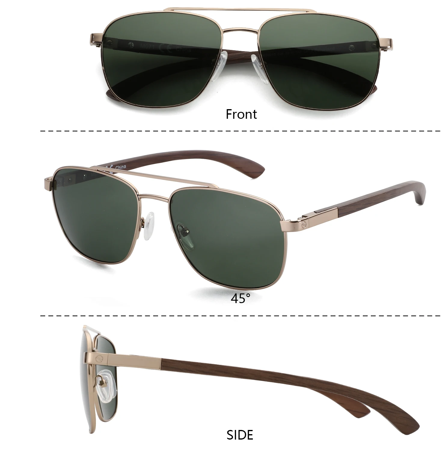 BLUEMOKY Wood Pilot Polarized Prescription Sunglasses for Men 100% UV Protection Fashion Myopia/Progressive Aviator Sun Glasses - Image 3