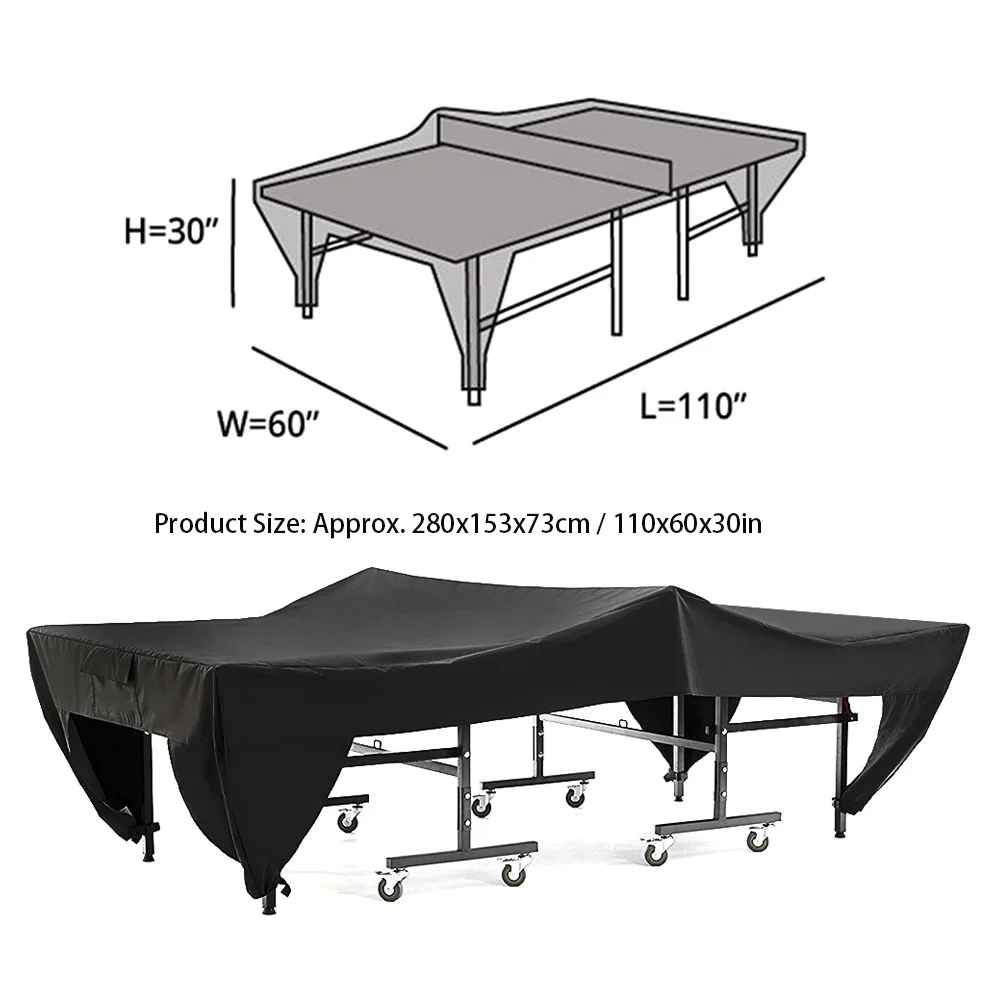 280x153x73cm Outdoor Tennis Table Cover Courtyard Patio Waterproof Dust-proof Table Cover Black