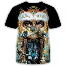 Fashion Men's Michael Jackson 3D Print T-Shirt Pop Music Star Graphic Short Sleeve Tee Fan Collectible Streetwear Tops for Men