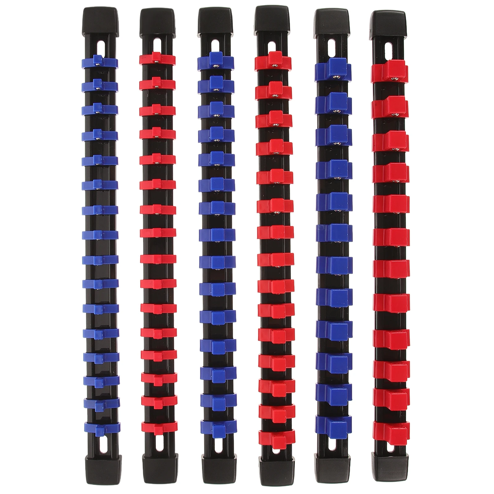 

6pcs Socket Holder 1/2 3/8 1/4 Inch Plastic Magnetic Tool Organizers Storage Tray Red Blue Hardware Accessories Socket Rails