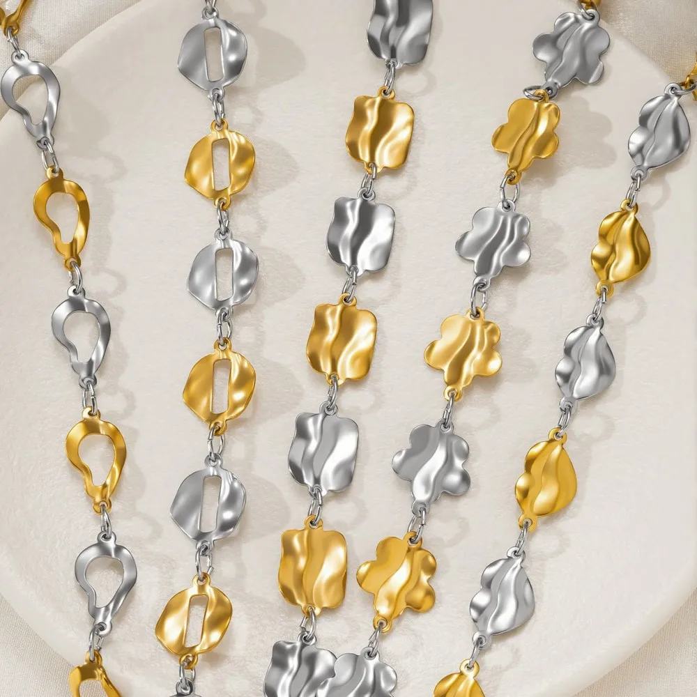 1Meter Stainless Steel Chains For Jewelry Making Heart Oval Link Chains DIY Handmade Necklaces Bracelets Accessories Material