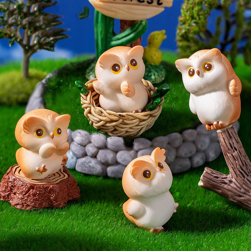 

Owl Decoration Statue Small Mini Figurines Resin Tiny Statues Miniature Miss Ornaments