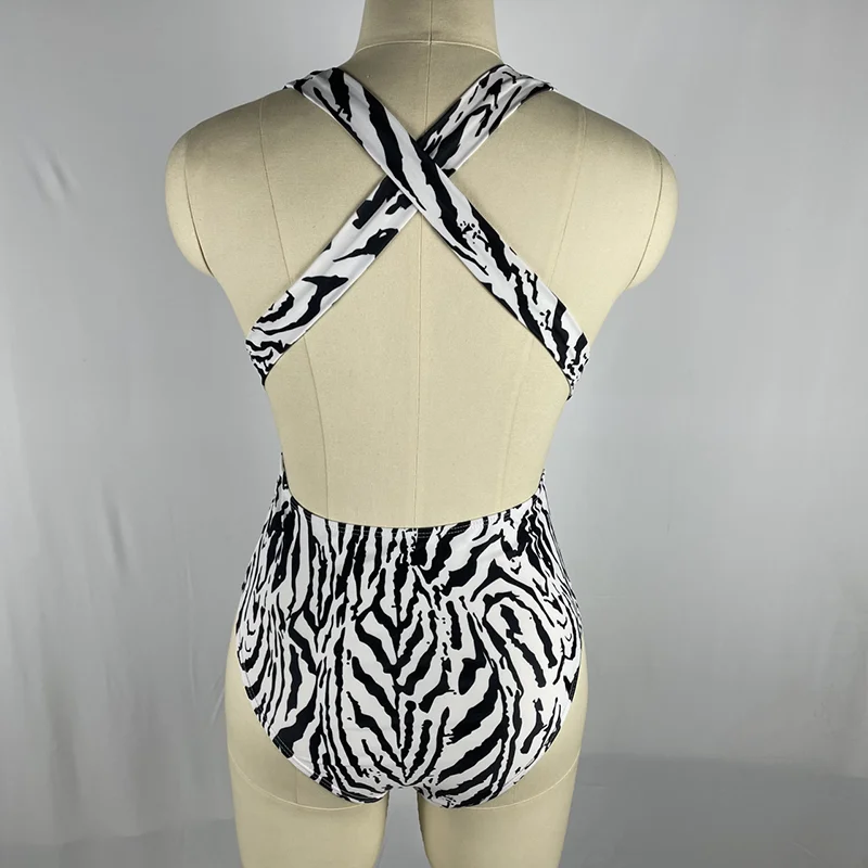 Maillot de bain une pièce à motif zèbre pour femmes, bikini de plage, beauté de la mer, triangle, nouvelles étagères, couleur éventail, 2023