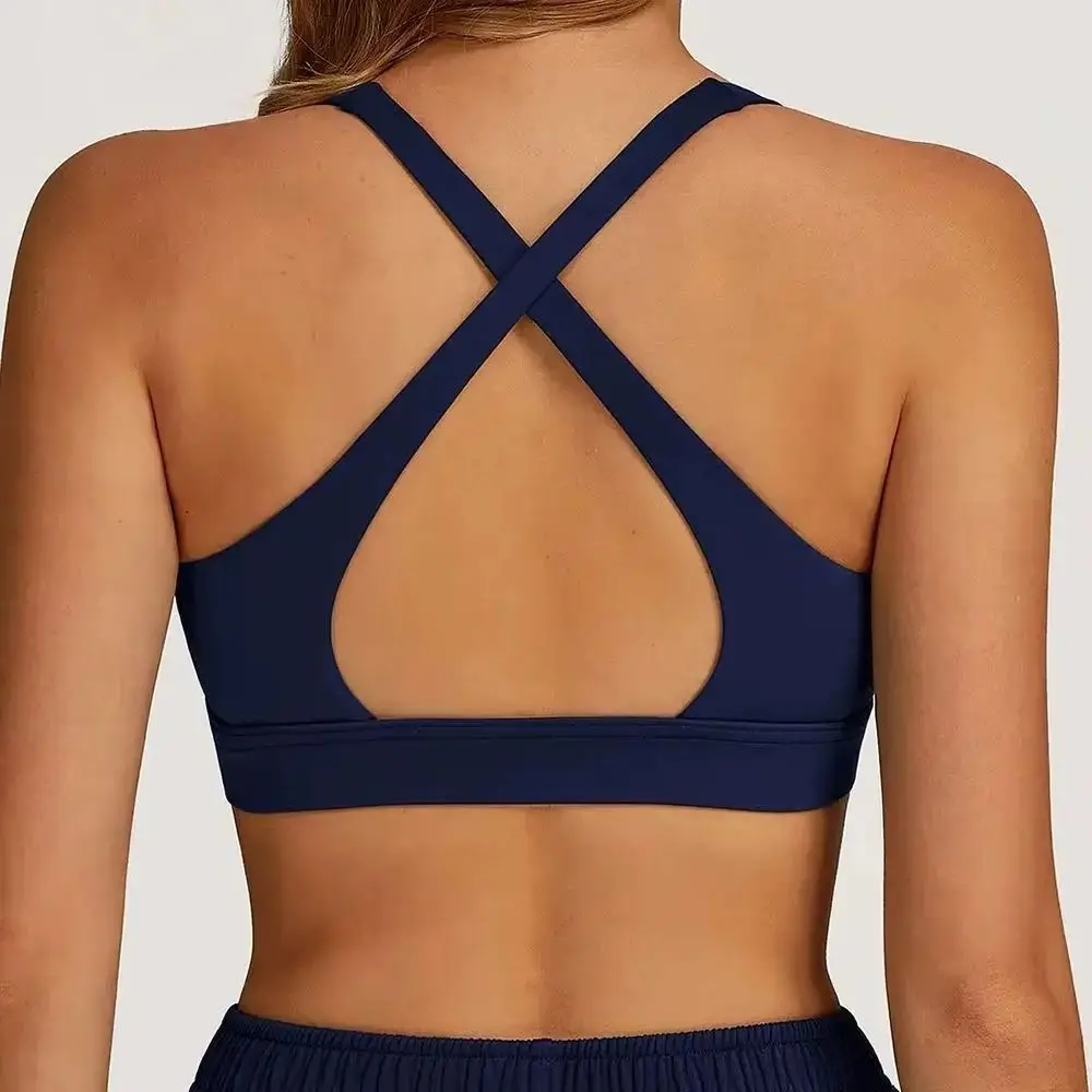 Women's Sports Bra Shockproof Push Up Gym Top Women Quick-Dry Yoga Clothes Pleated Design Brassiere Workout Crop Top Female