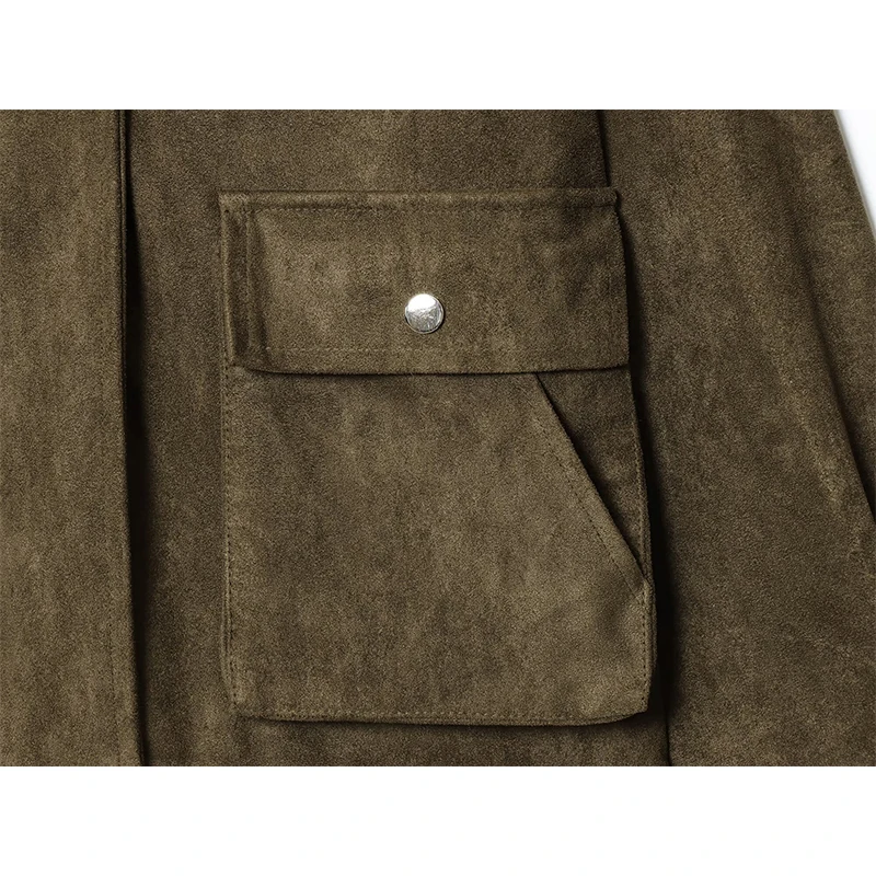 YENKYE 2025 Women Autumn Winter Faux Leather Bomber Jacket Front Zipper Long Sleeve Pockets Streetwear Outerwear Loose Coat