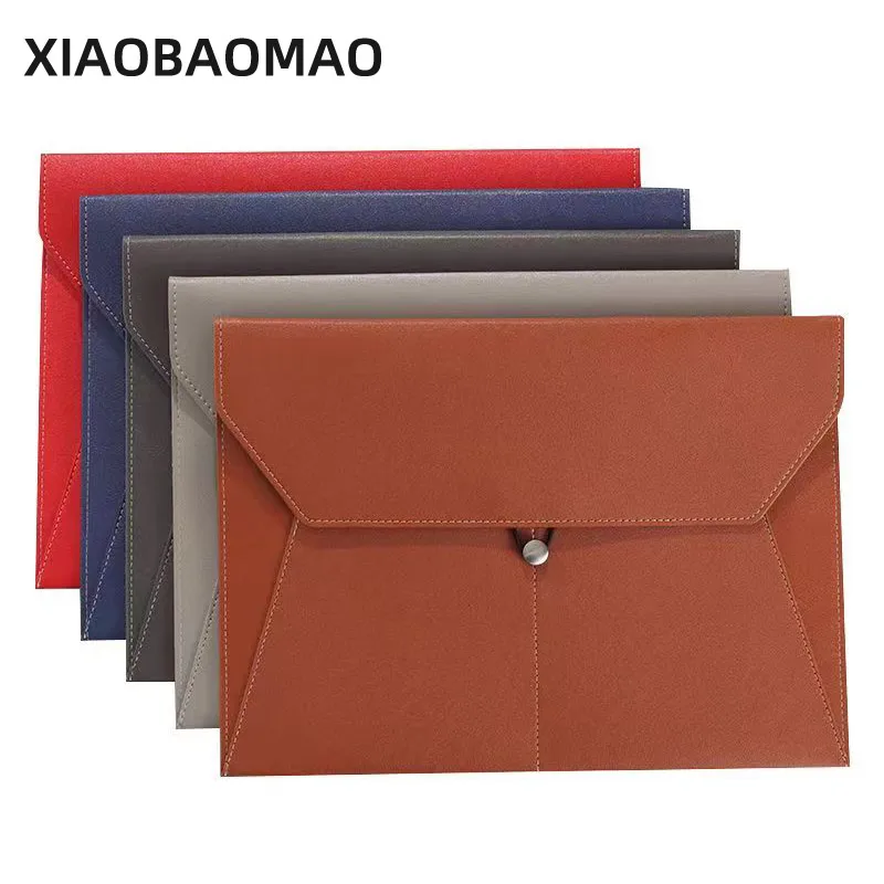 33cm * 23.5cm Waterproof Pu Leather A4 Business Briefcase File Folder Document Paper Organizer Storage Bag