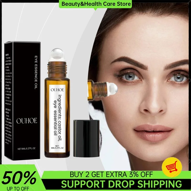 Castor Oil Eye Essential Oil Mild Formula Moisturizing Skin Fade Dark Circles Anti Aging Eye Care Roller Massage Products