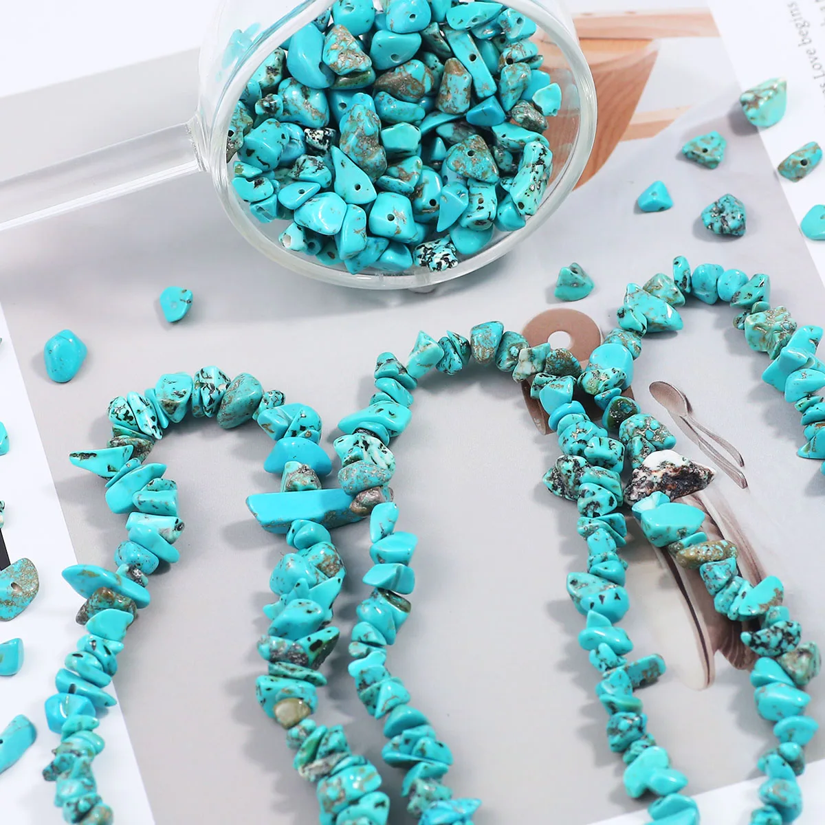 5-8mm Blau Naturstein Türkis Perlen Zerkleinert Stein Spacer Lose Perlen Für Schmuck Machen Armband DIY Ohrringe zubehör