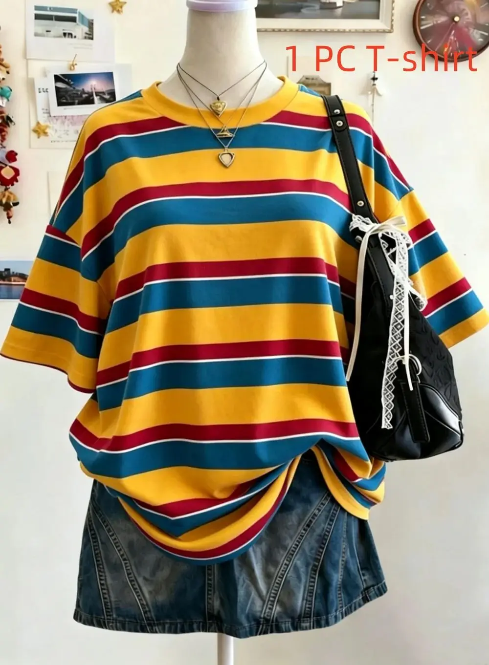 2026 Sommer-Bestseller: Modisches, digital bedrucktes, gestreiftes T-Shirt für Damen und Kinder, personalisiertes, lässiges, lockeres Sportshirt – Detail 7