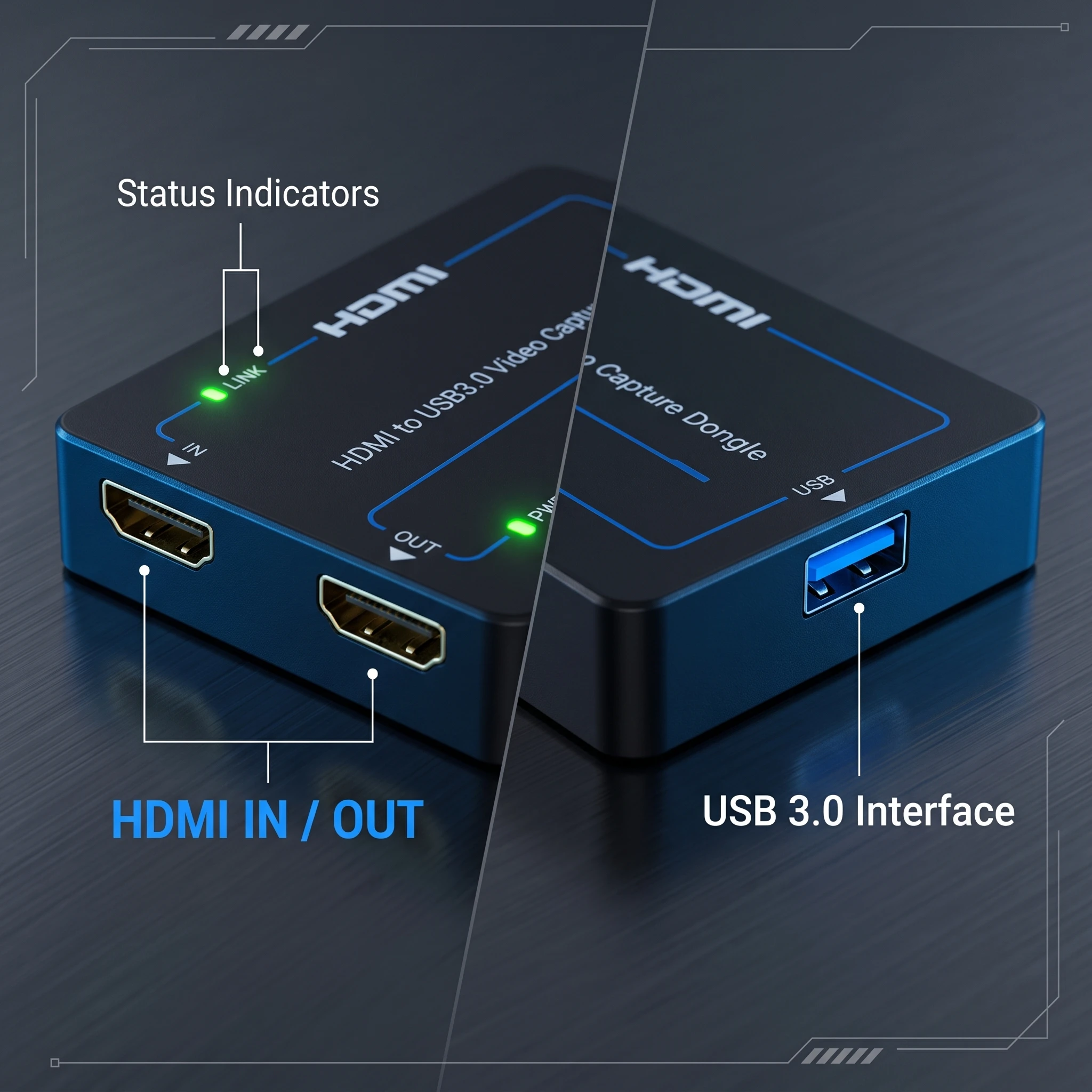 Hdmi To Usb3.0 Video Capture Dongle, 4K60‑In 1080P60‑Out, Hdmi Loop‑Out, Hdmi2.0B Hdcp2.2, Plug And Play, Compact, Support OBS
