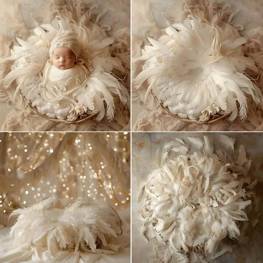 Mehofond Photography Background Texture Wall White Feather Glitter Curtain Newborn Baby Art Portrait Decor Backdrop Photo Studio