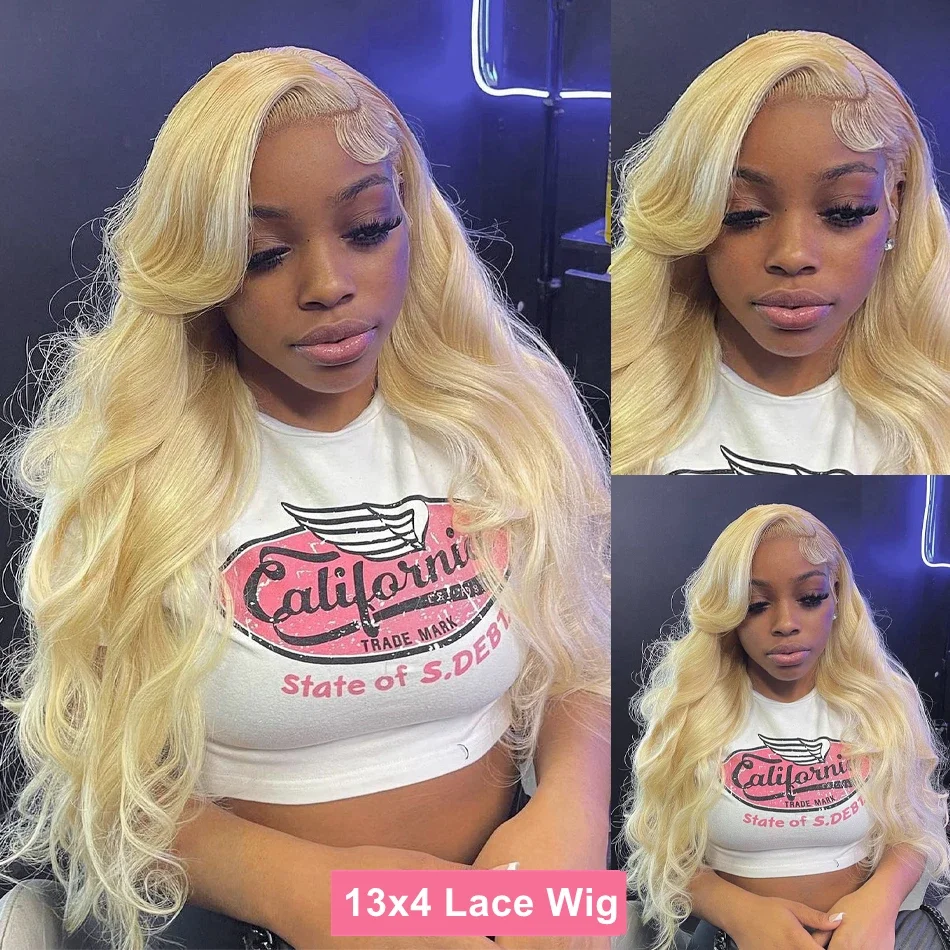 Perruque Lace Front Wig 613 naturelle, cheveux humains, Body Wave, blond HD, 13x6, 40 pouces, densité 250%