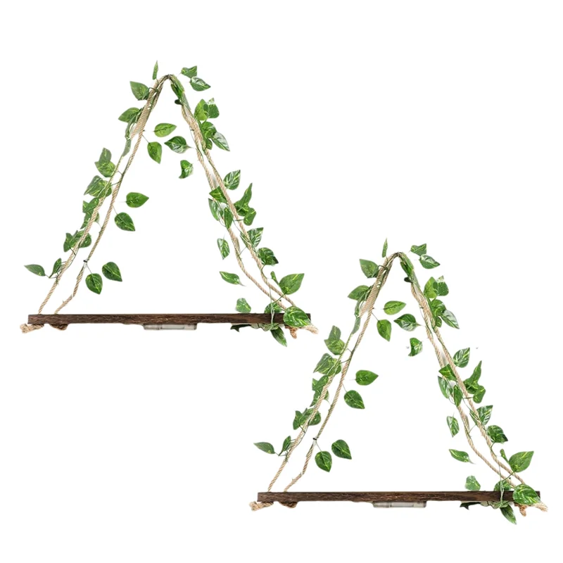 

A84E-Floating Shelves For Wall No Drilling,Wall Dcorations Art,Hanging Shelf,Leaves And Light Strip For Home 2Pack