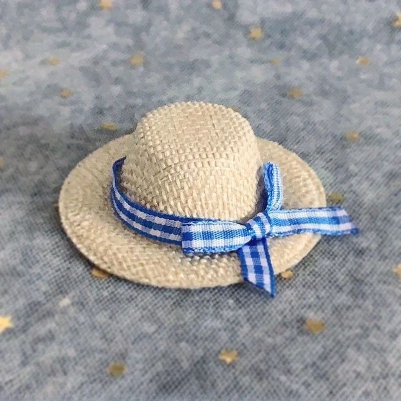 6 beige Stoffhüte, handgefertigte DIY-Dekorationen, Hüte mit Grasmuster-Imitation, geeignet für Partydekoration – Detail 6